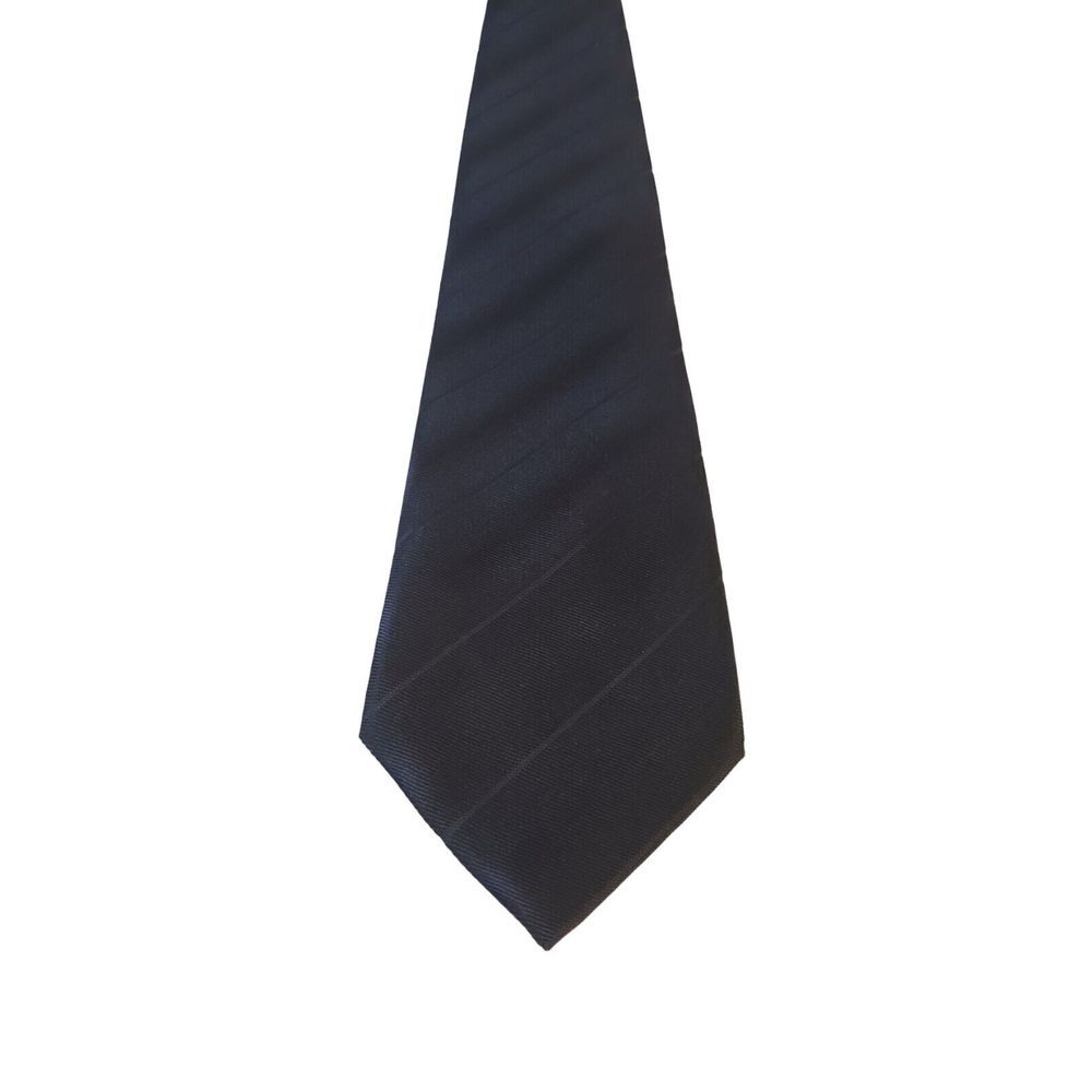 HARVE BENARD By Bernard Holtzman Necktie‎ 100% Silk Black Blue Striped Tie